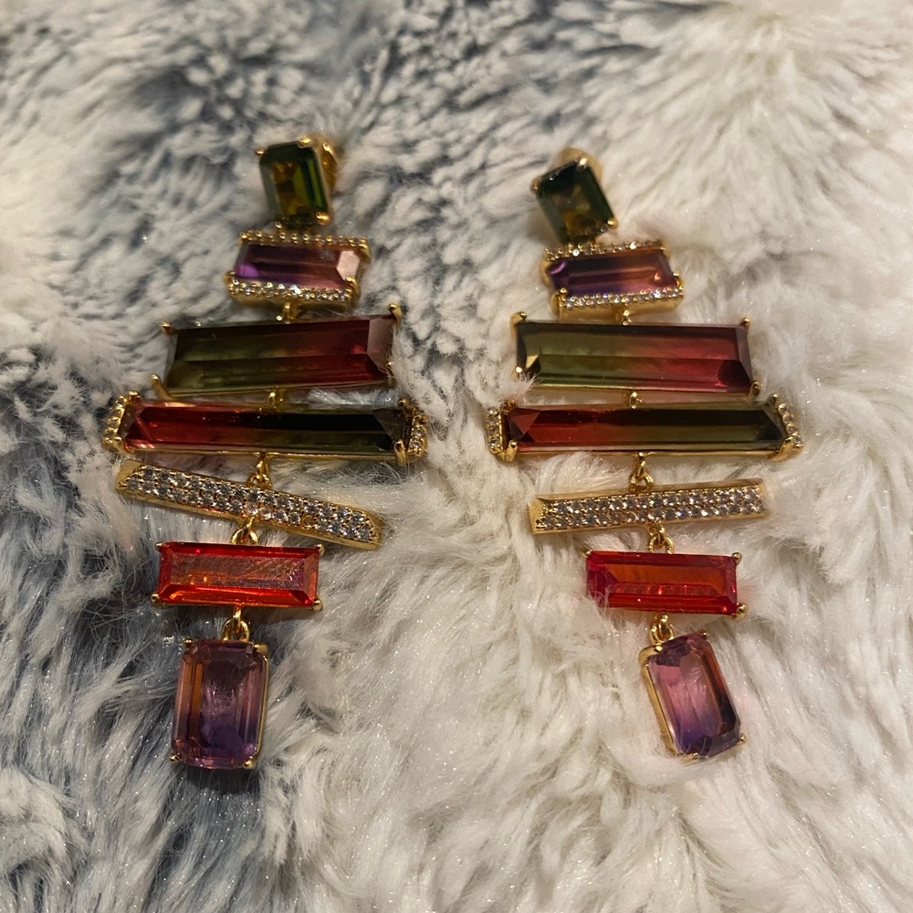 Kate Spade Watermelon Tourmaline Chandelier Earrings